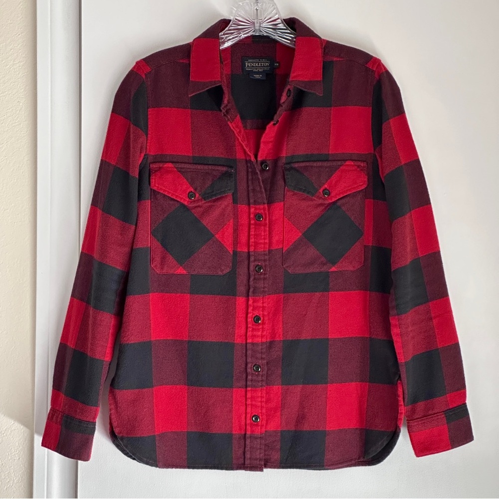 NWOT Pendleton Madison Cotton Flannel Shirt, Red/Black Buffalo Check, X-Small - Picture 12 of 14